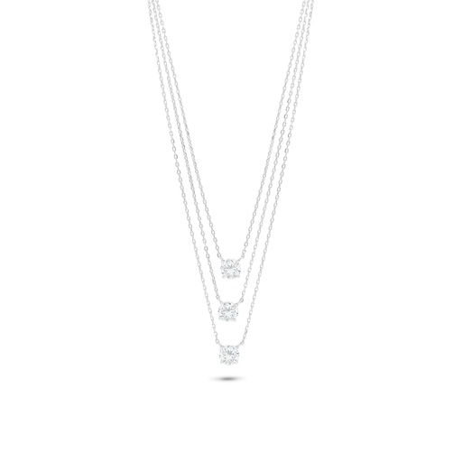 [NCL01WCZ00000B856] Sterling Silver 925 Necklace Rhodium Plated Embedded With White Zircon