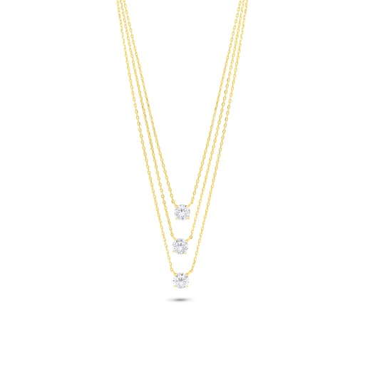 [NCL02WCZ00000B856] Sterling Silver 925 Necklace Golden Plated Embedded With White Zircon