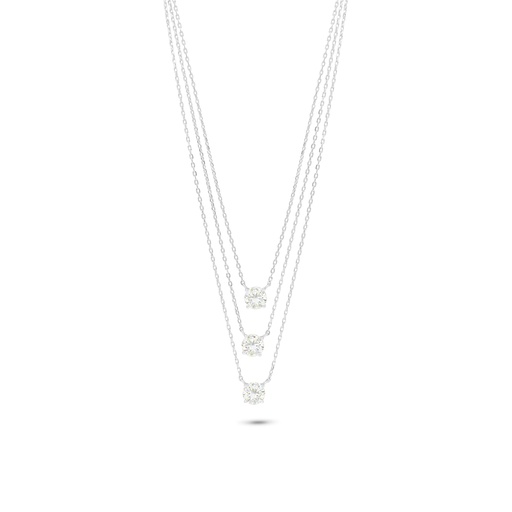 [NCL01CIT00WCZB856] Sterling Silver 925 Necklace Rhodium Plated Embedded With Yellow Diamond And White Zircon