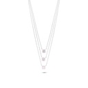 Sterling Silver 925 Necklace Rhodium Plated Embedded With Pink Zircon And White Zircon