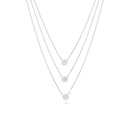 Sterling Silver 925 Necklace Rhodium Plated Embedded With White Zircon