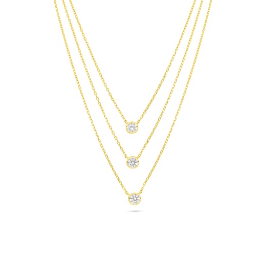 [NCL02WCZ00000B857] Sterling Silver 925 Necklace Golden Plated Embedded With White Zircon