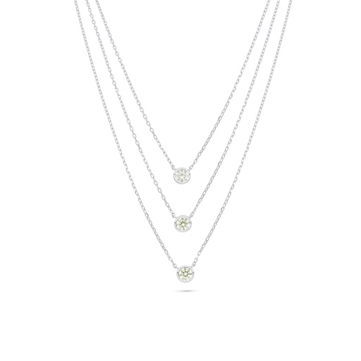 [NCL01CIT00000B857] Sterling Silver 925 Necklace Rhodium Plated Embedded With Yellow Diamond 