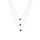 Sterling Silver 925 Necklace Rhodium Plated Embedded With Sapphire Corundum 