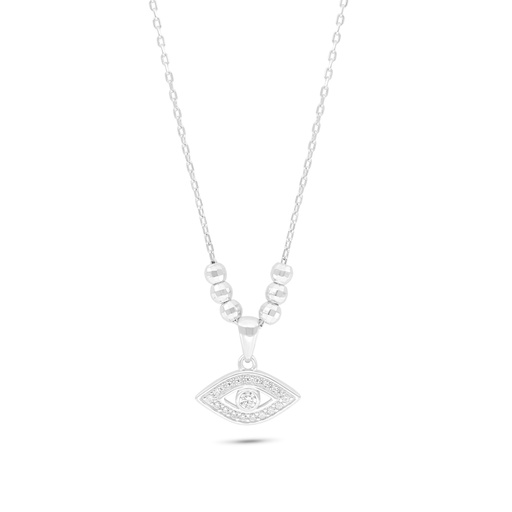 [NCL01WCZ00000B860] Sterling Silver 925 Necklace Rhodium Plated Embedded With White Zircon