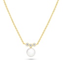 Sterling Silver 925 Necklace Golden Plated Embedded With Natural White Pearl And White Shell