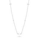 Sterling Silver 925 Necklace Rhodium Plated Embedded With Natural White Pearl And White Zircon 