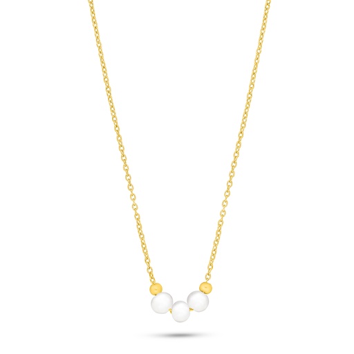 [NCL02FPR00000B902] Sterling Silver 925 Necklace Golden Plated Embedded With Natural White Pearl  