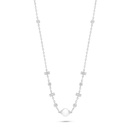 Sterling Silver 925 Necklace Rhodium Plated Embedded With Natural White Pearl And White Zircon 