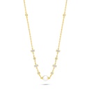 Sterling Silver 925 Necklace Golden Plated Embedded With Natural White Pearl And White Zircon 