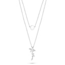 Sterling Silver 925 Necklace Rhodium Plated Embedded With Natural White Pearl And White Zircon 