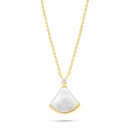 Sterling Silver 925 Necklace Golden Plated Embedded With White Shell And White Zircon