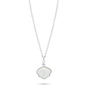 Sterling Silver 925 Necklace Rhodium Plated Embedded With White Shell And White Zircon