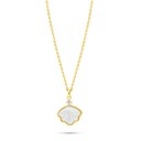 Sterling Silver 925 Necklace Golden Plated Embedded With White Shell And White Zircon