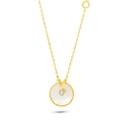 Sterling Silver 925 Necklace Golden Plated Embedded With White Shell And White Zircon