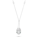 Sterling Silver 925 Necklace Rhodium Plated Embedded With White Shell And Emerald Zircon And White Zircon