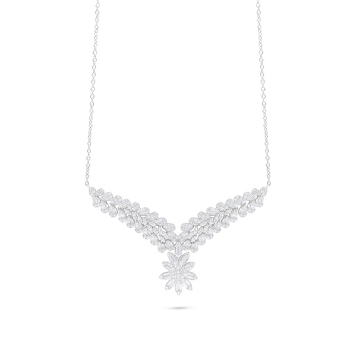 [NCL01WCZ00000B951] Sterling Silver 925 Necklace Rhodium Plated Embedded With White Zircon