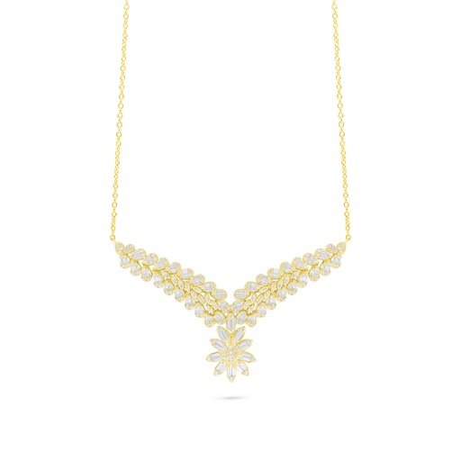 [NCL02WCZ00000B951] Sterling Silver 925 Necklace Golden Plated Embedded With White Zircon