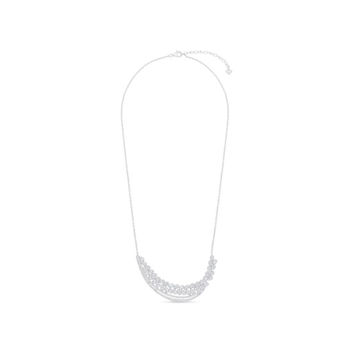 [NCL01WCZ00000B952] Sterling Silver 925 Necklace Rhodium Plated Embedded With White Zircon