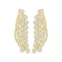 Sterling Silver 925 Earring Golden Plated Embedded With White Zircon