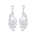 Sterling Silver 925 Earring Rhodium Plated Embedded With White Zircon