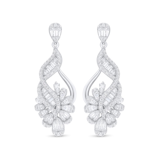 [EAR01WCZ00000C871] Sterling Silver 925 Earring Rhodium Plated Embedded With White Zircon