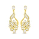 Sterling Silver 925 Earring Golden Plated Embedded With White Zircon