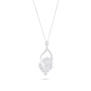 Sterling Silver 925 Necklace Rhodium Plated Embedded With White Zircon