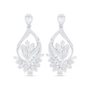 Sterling Silver 925 Earring Rhodium Plated Embedded With White Zircon