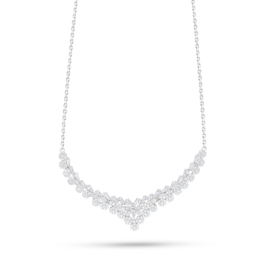 [NCL01WCZ00000B955] Sterling Silver 925 Necklace Rhodium Plated Embedded With White Zircon