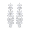 Sterling Silver 925 Earring Rhodium Plated Embedded With White Zircon