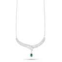 Sterling Silver 925 Necklace Rhodium Plated Embedded With Emerald Zircon And White Zircon