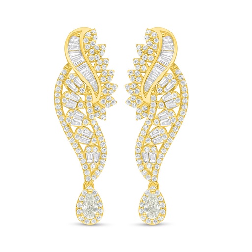 [EAR02CIT00WCZC876] Sterling Silver 925 Earring Golden Plated Embedded With Yellow Diamond And White Zircon