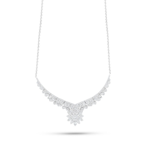 [NCL01WCZ00000B959] Sterling Silver 925 Necklace Rhodium Plated Embedded With White Zircon