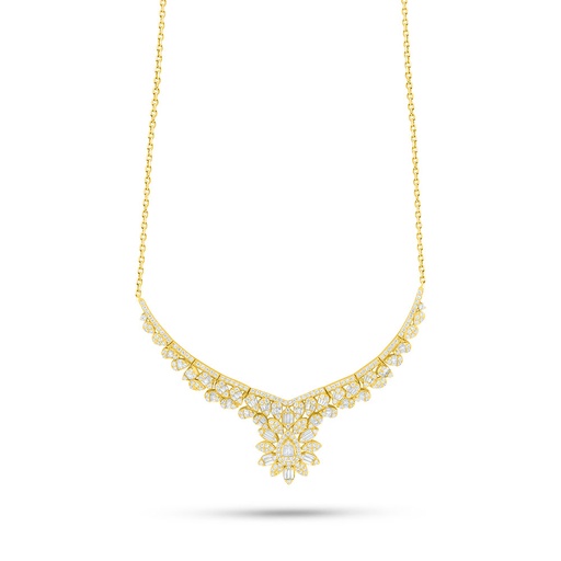 [NCL02WCZ00000B959] Sterling Silver 925 Necklace Golden Plated Embedded With White Zircon