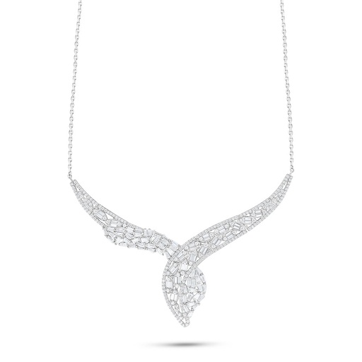 [NCL01WCZ00000B960] Sterling Silver 925 Necklace Rhodium Plated Embedded With White Zircon