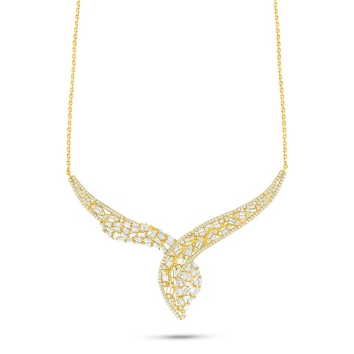 [NCL02WCZ00000B960] Sterling Silver 925 Necklace Golden Plated Embedded With White Zircon