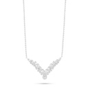 Sterling Silver 925 Necklace Rhodium Plated Embedded With White Zircon