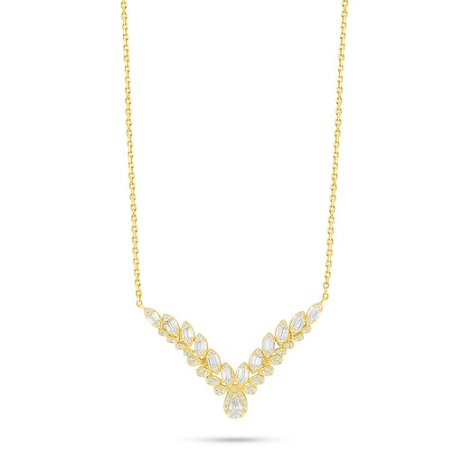 [NCL02WCZ00000B961] Sterling Silver 925 Necklace Golden Plated Embedded With White Zircon