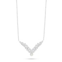 Sterling Silver 925 Necklace Rhodium Plated Embedded With Yellow Diamond And White Zircon