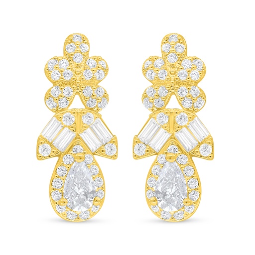 [EAR02WCZ00000C879] Sterling Silver 925 Earring Golden Plated Embedded With White Zircon