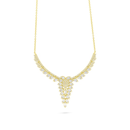 [NCL02WCZ00000B962] Sterling Silver 925 Necklace Golden Plated Embedded With White Zircon