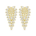 Sterling Silver 925 Earring Golden Plated Embedded With White Zircon