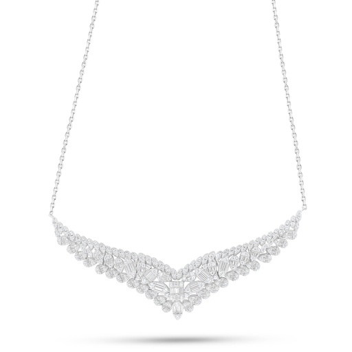 [NCL01WCZ00000B963] Sterling Silver 925 Necklace Rhodium Plated Embedded With White Zircon