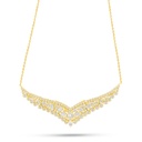 Sterling Silver 925 Necklace Golden Plated Embedded With White Zircon