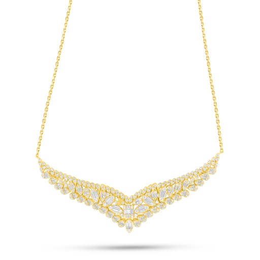 [NCL02WCZ00000B963] Sterling Silver 925 Necklace Golden Plated Embedded With White Zircon