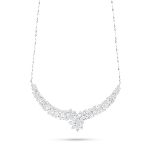 [NCL01WCZ00000B964] Sterling Silver 925 Necklace Rhodium Plated Embedded With White Zircon