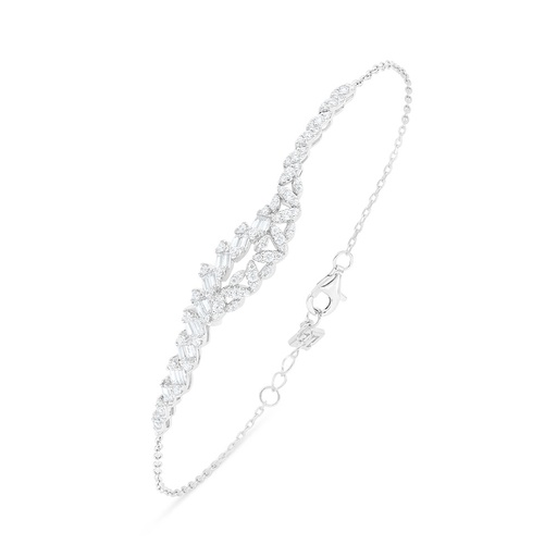 [BRC01WCZ00000B452] Sterling Silver 925 Bracelet Rhodium Plated Embedded With White Zircon