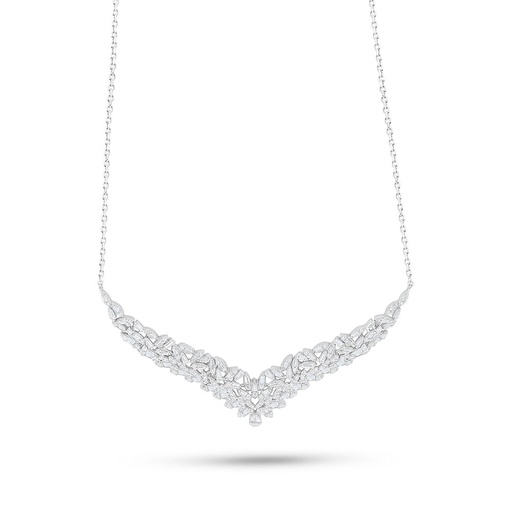 [NCL01WCZ00000B966] Sterling Silver 925 Necklace Rhodium Plated Embedded With White Zircon