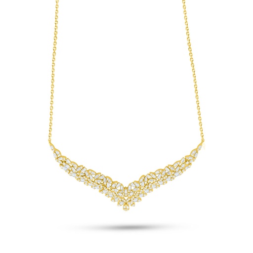 [NCL02WCZ00000B966] Sterling Silver 925 Necklace Golden Plated Embedded With White Zircon